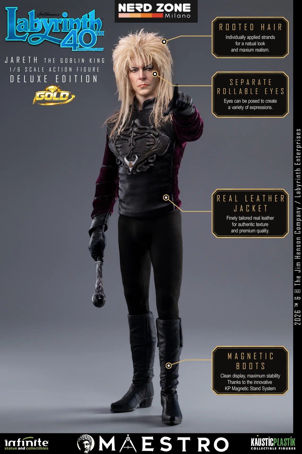 PRE ORDINE INFINITE STATUE - Labyrinth Jareth The Goblin King 1/6 Action Figure Deluxe Edition Gold