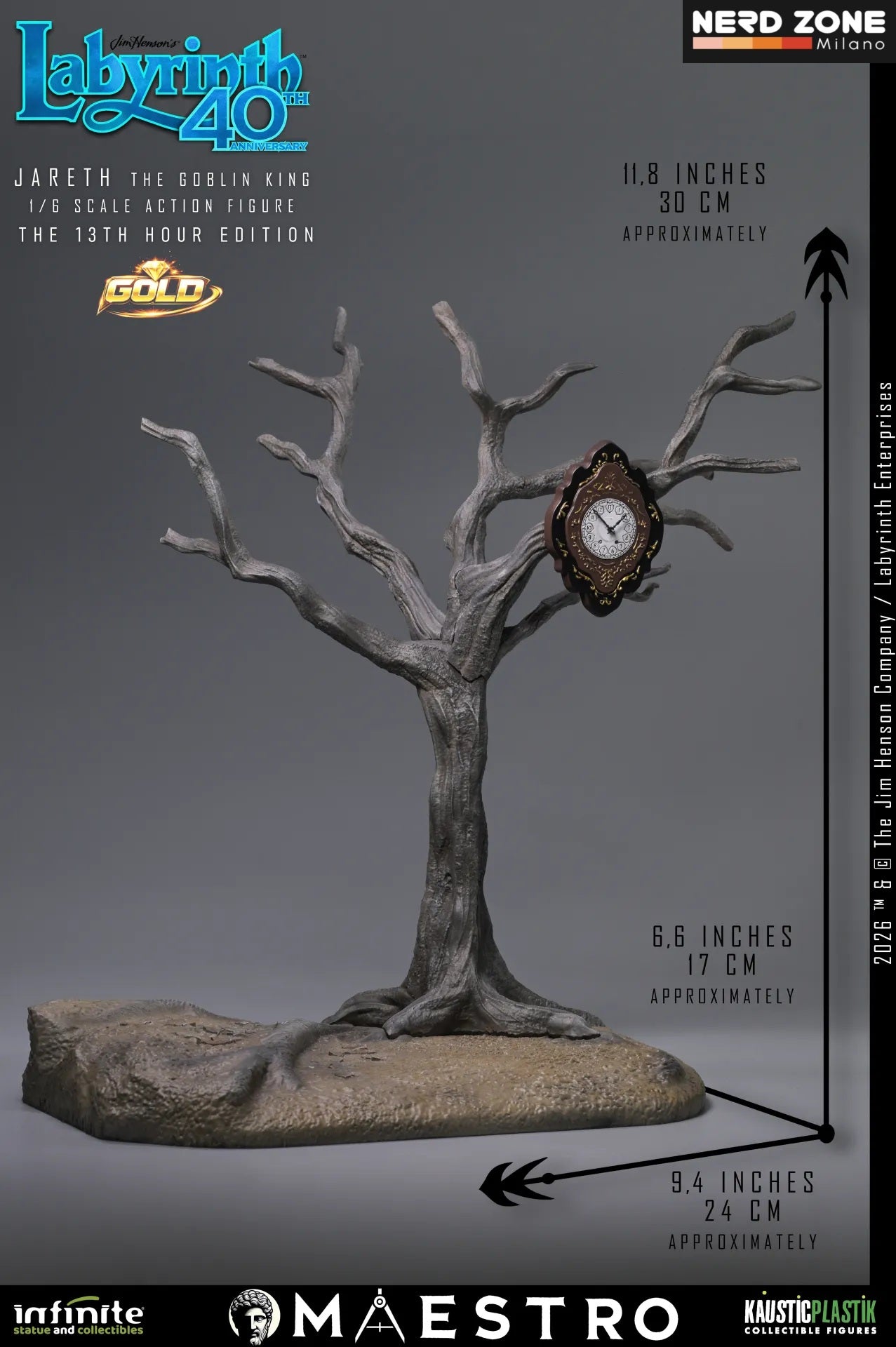 PRE ORDINE INFINITE STATUE - Labyrinth Jareth The Goblin King 1/6 Action Figure The 13th Hour Edition Gold