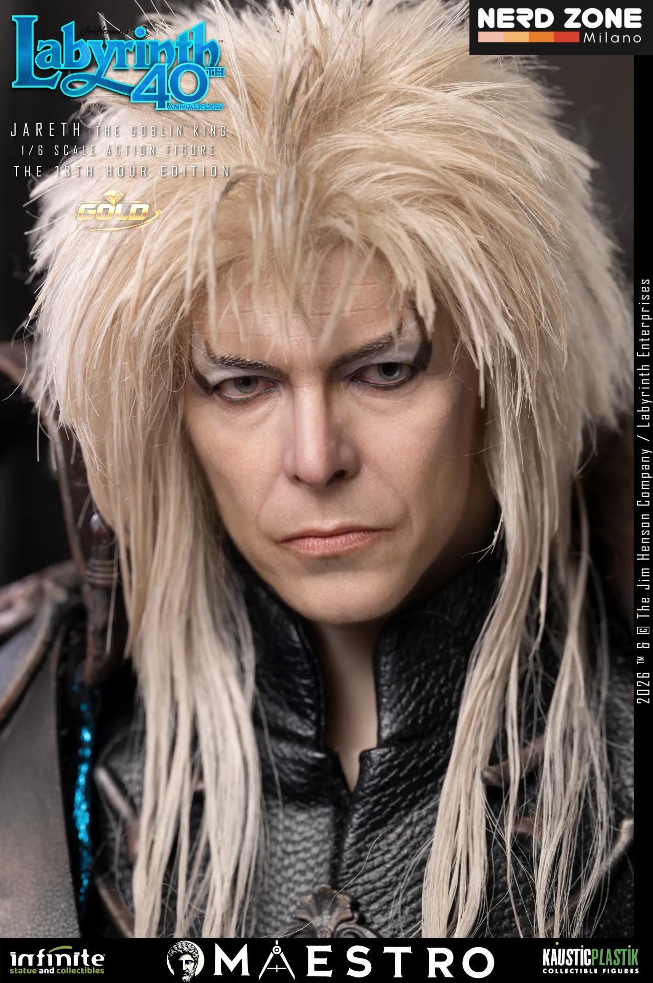 PRE ORDINE INFINITE STATUE - Labyrinth Jareth The Goblin King 1/6 Action Figure The 13th Hour Edition Gold