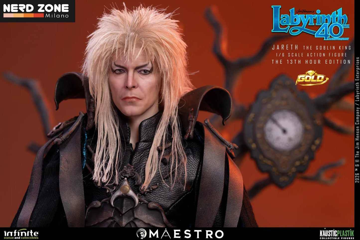 PRE ORDINE INFINITE STATUE - Labyrinth Jareth The Goblin King 1/6 Action Figure The 13th Hour Edition Gold