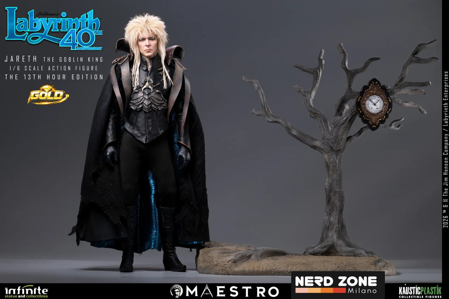 PRE ORDINE INFINITE STATUE - Labyrinth Jareth The Goblin King 1/6 Action Figure The 13th Hour Edition Gold