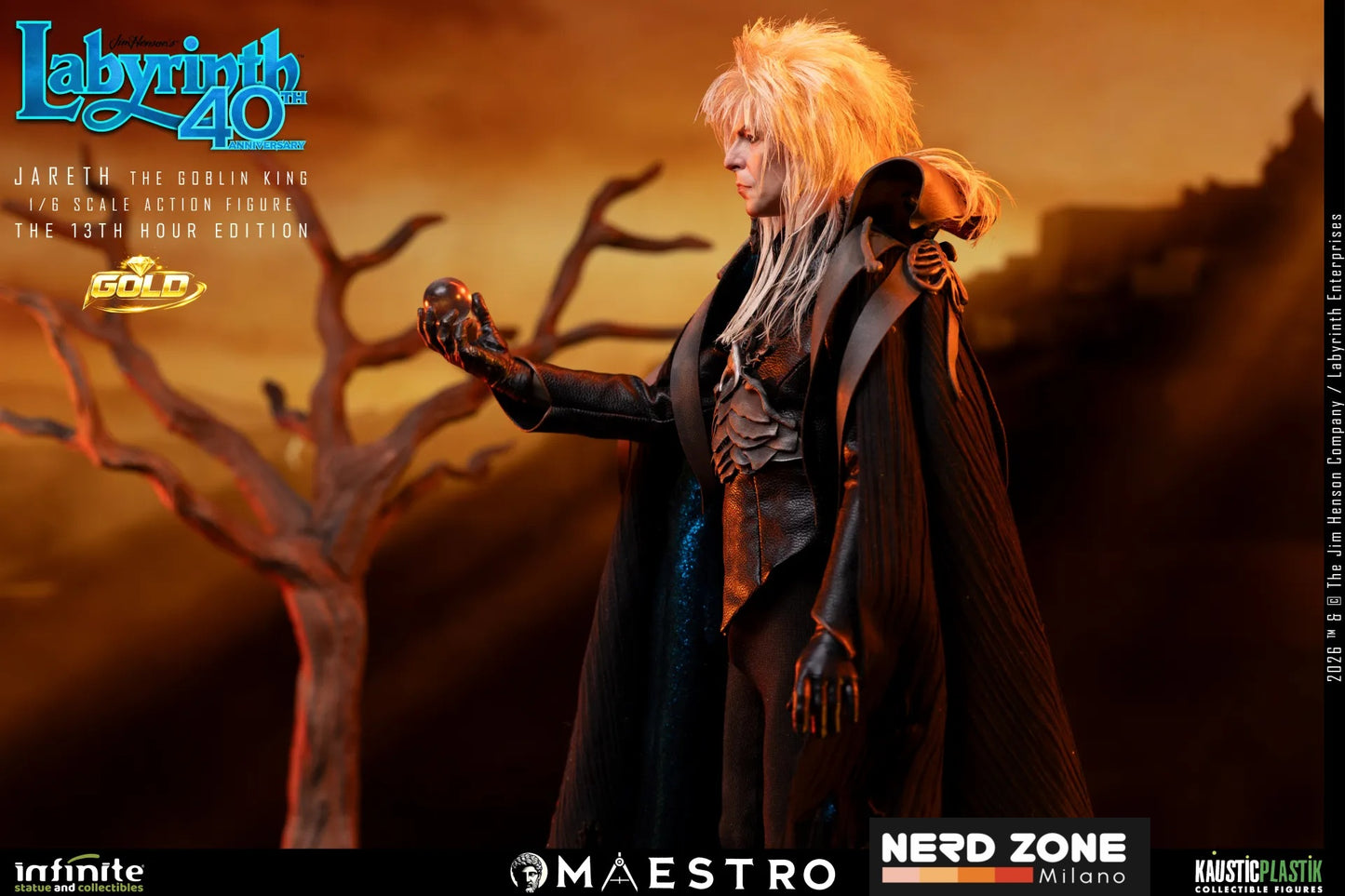 PRE ORDINE INFINITE STATUE - Labyrinth Jareth The Goblin King 1/6 Action Figure The 13th Hour Edition Gold