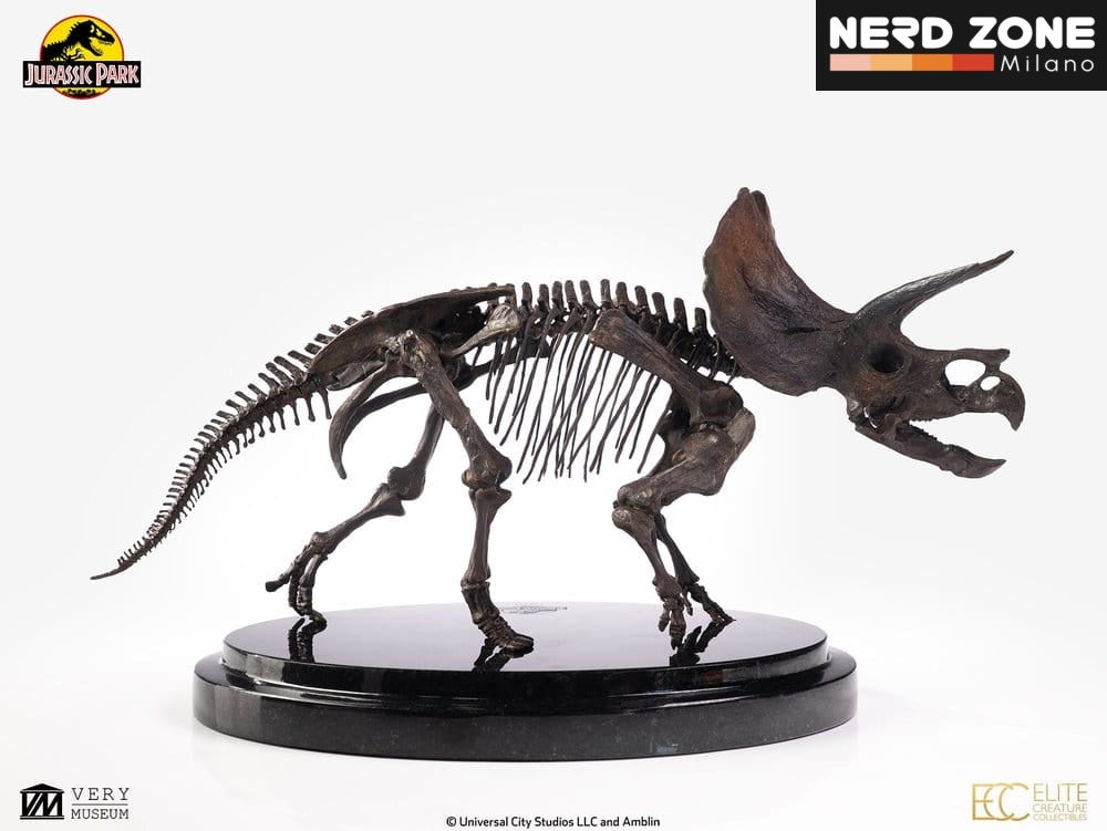 PRE ORDINE - ELITE CREATURE COLLECTIBLES Jurassic Park Triceratops Fossil Skeleton 1-24 Scale Bronze