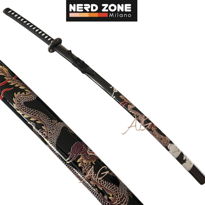 Katana Nera Giapponese -  Katana del Drago di Lijiang