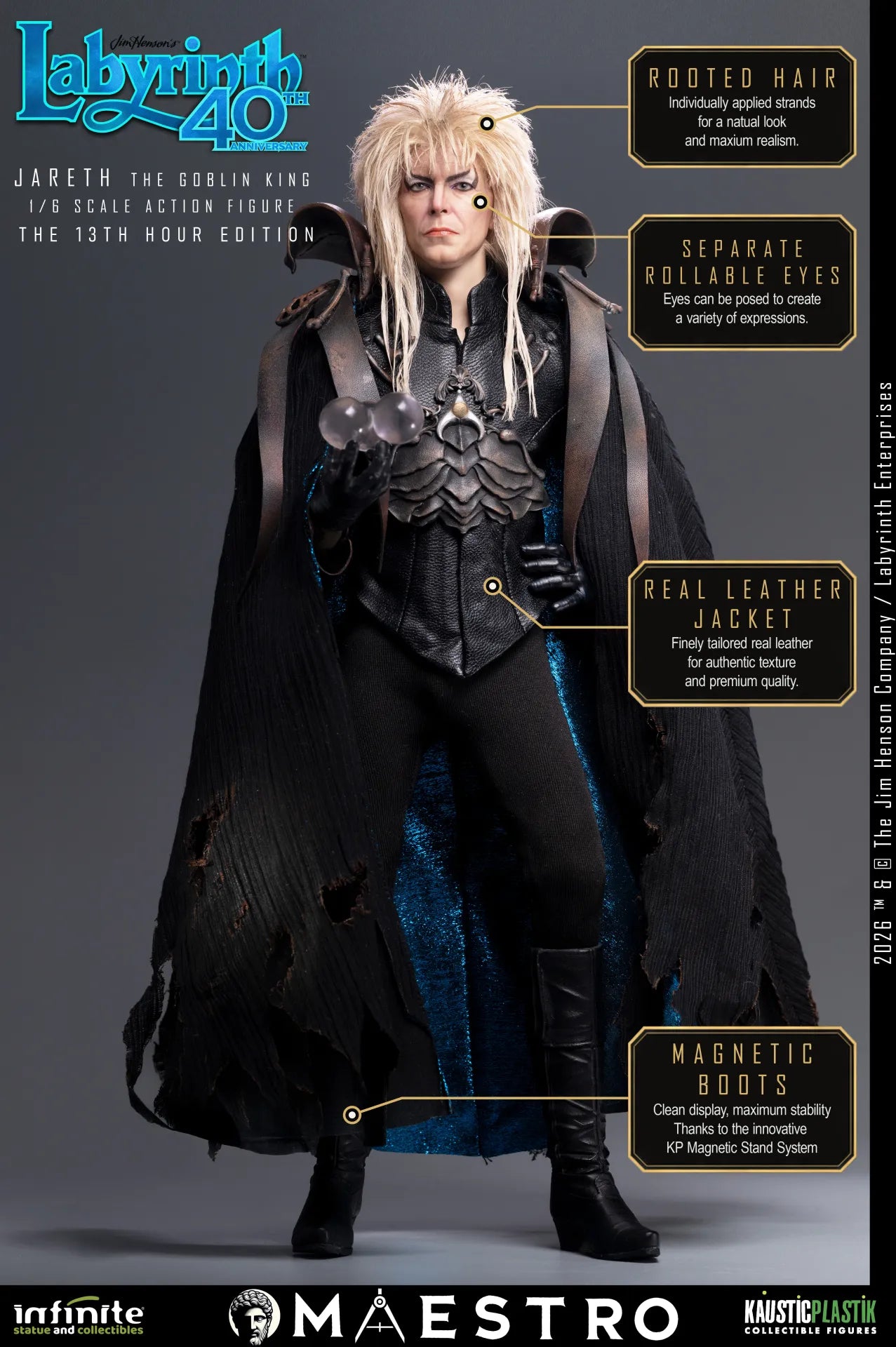 PRE ORDINE INFINITE STATUE - Labyrinth Jareth The Goblin King 1/6 Action Figure The 13th Hour Edition