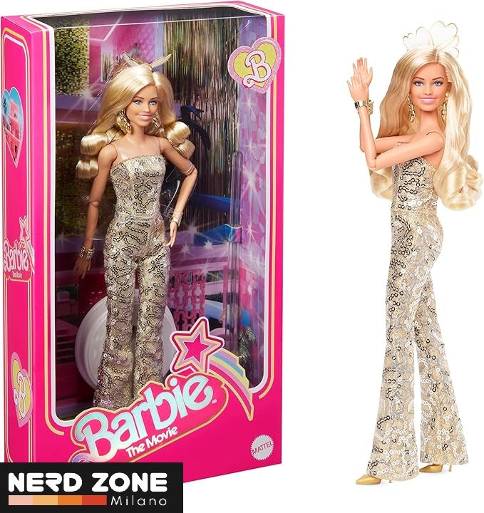 MATTEL - Barbie The Movie Barbie Doll in Gold Disco Jumpsuit HPJ99
