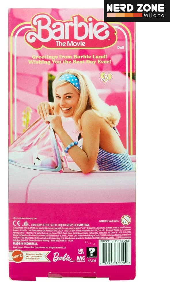 MATTEL - Barbie The Movie Barbie Margot Robbie Con Abito Rosa A Quadretti HPJ96