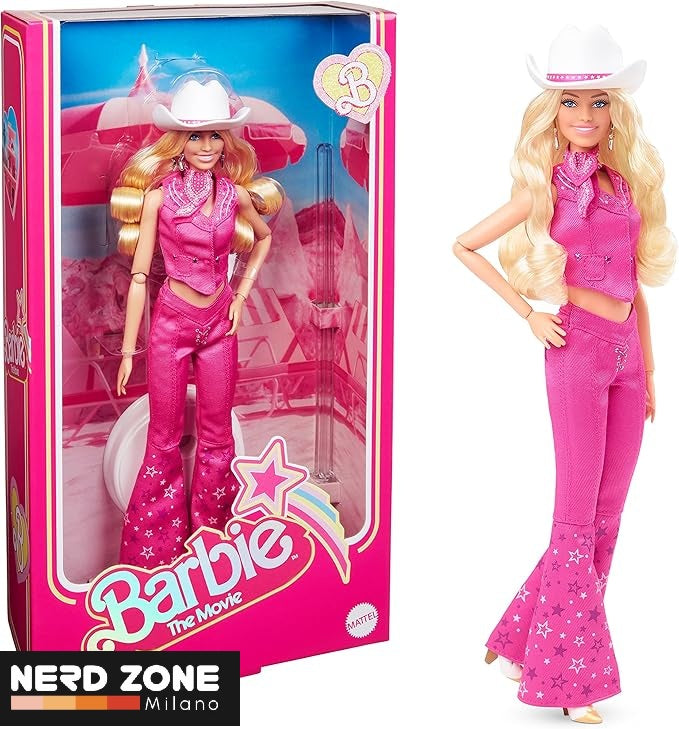 MATTEL - Barbie The Movie Barbie Margot Robbie Con Abito Western Rosa E Cappello Da Cowboy HPK00