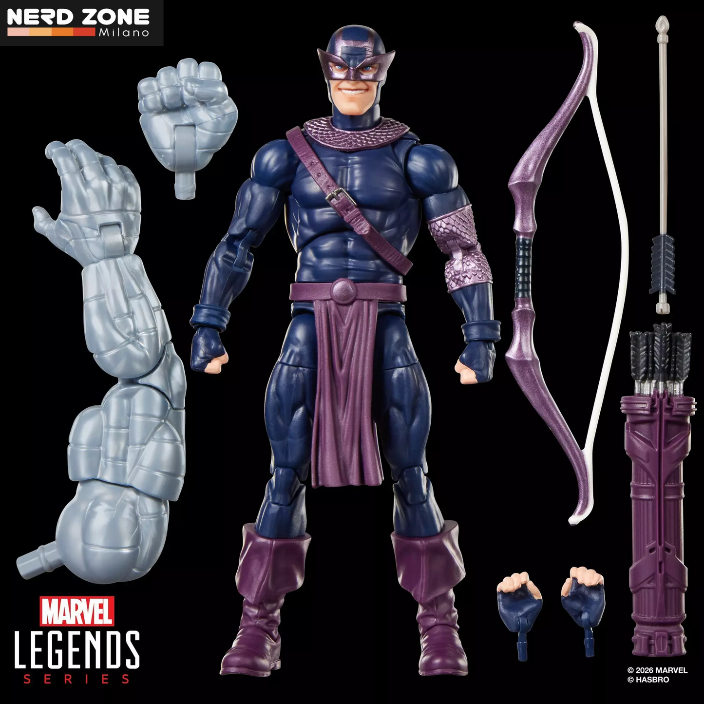PRE ORDINE - HASBRO - Marvel Legends Buildable Figure Series Box Dark Avengers Hawkeye Action Figure