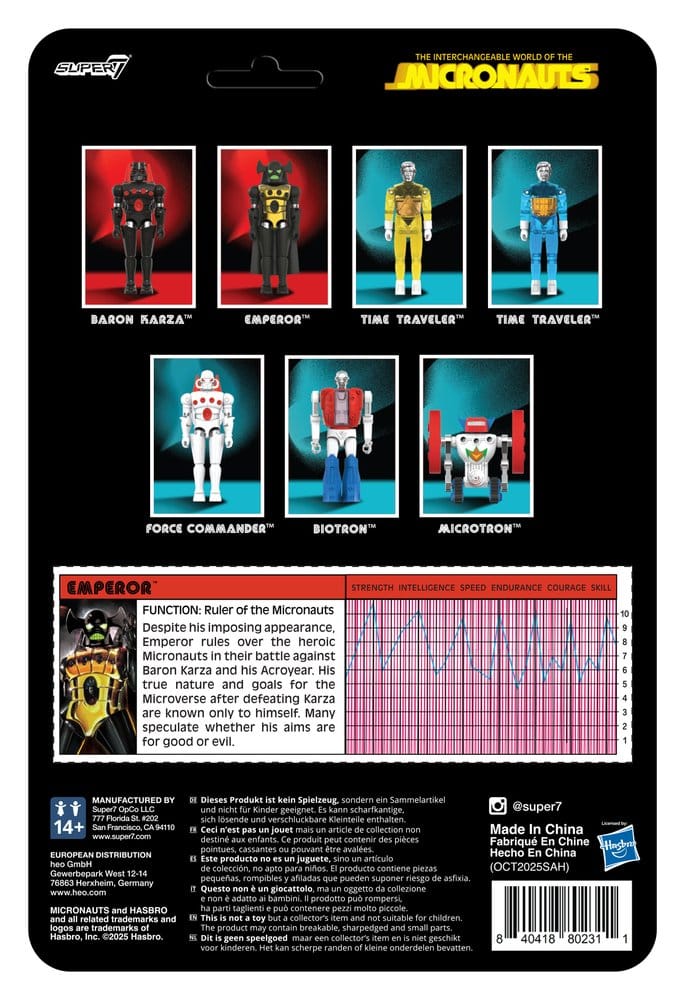 PRE ORDER SUPER 7 - SET Micronauts Wave 03 Emperor Reaction+ Time Traveler Blue Translucent + Time Traveler Yellow Translucent Reaction+ Figure