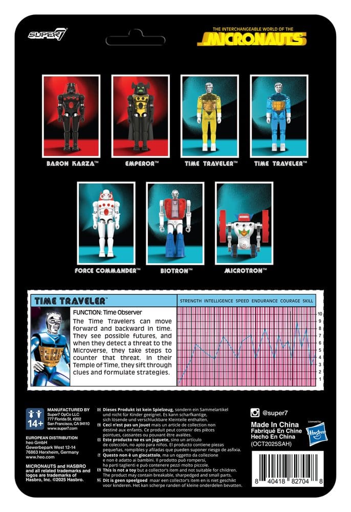 PRE ORDER SUPER 7 - SET Micronauts Wave 03 Emperor Reaction+ Time Traveler Blue Translucent + Time Traveler Yellow Translucent Reaction+ Figure