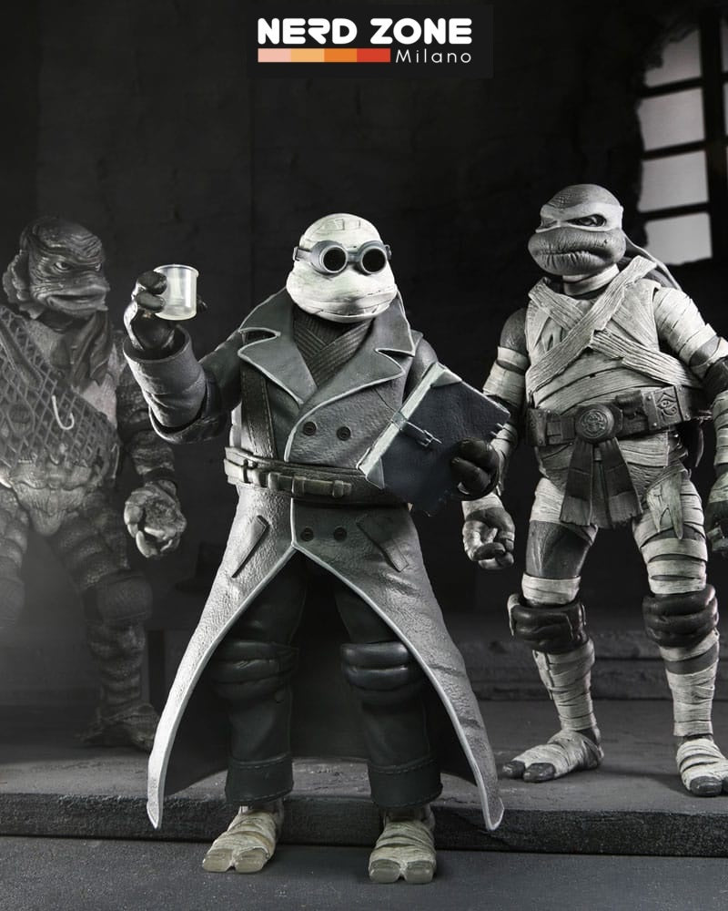 NECA - Universal Monsters x Teenage Mutant Ninja Turtles Action Figures 4-Pack Turtles Black & White 18 cm