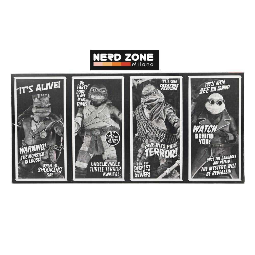 NECA - Universal Monsters x Teenage Mutant Ninja Turtles Action Figures 4-Pack Turtles Black & White 18 cm