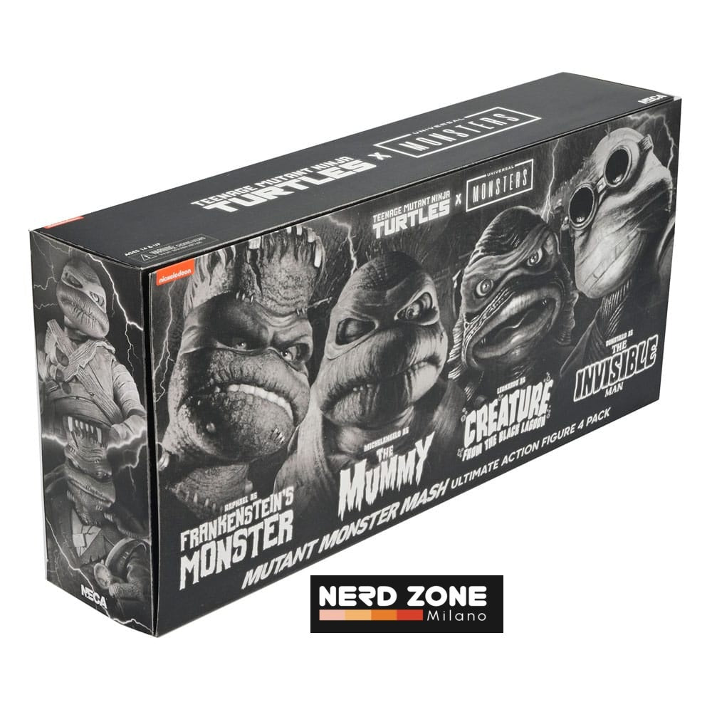 NECA - Universal Monsters x Teenage Mutant Ninja Turtles Action Figures 4-Pack Turtles Black & White 18 cm