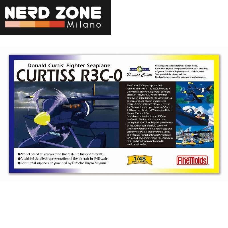 PRE ORDINE - STUDIO GHIBLI - Porco Rosso Curtiss R3c-0 Seaplane + Fig. Curtis 1/48 Model kit