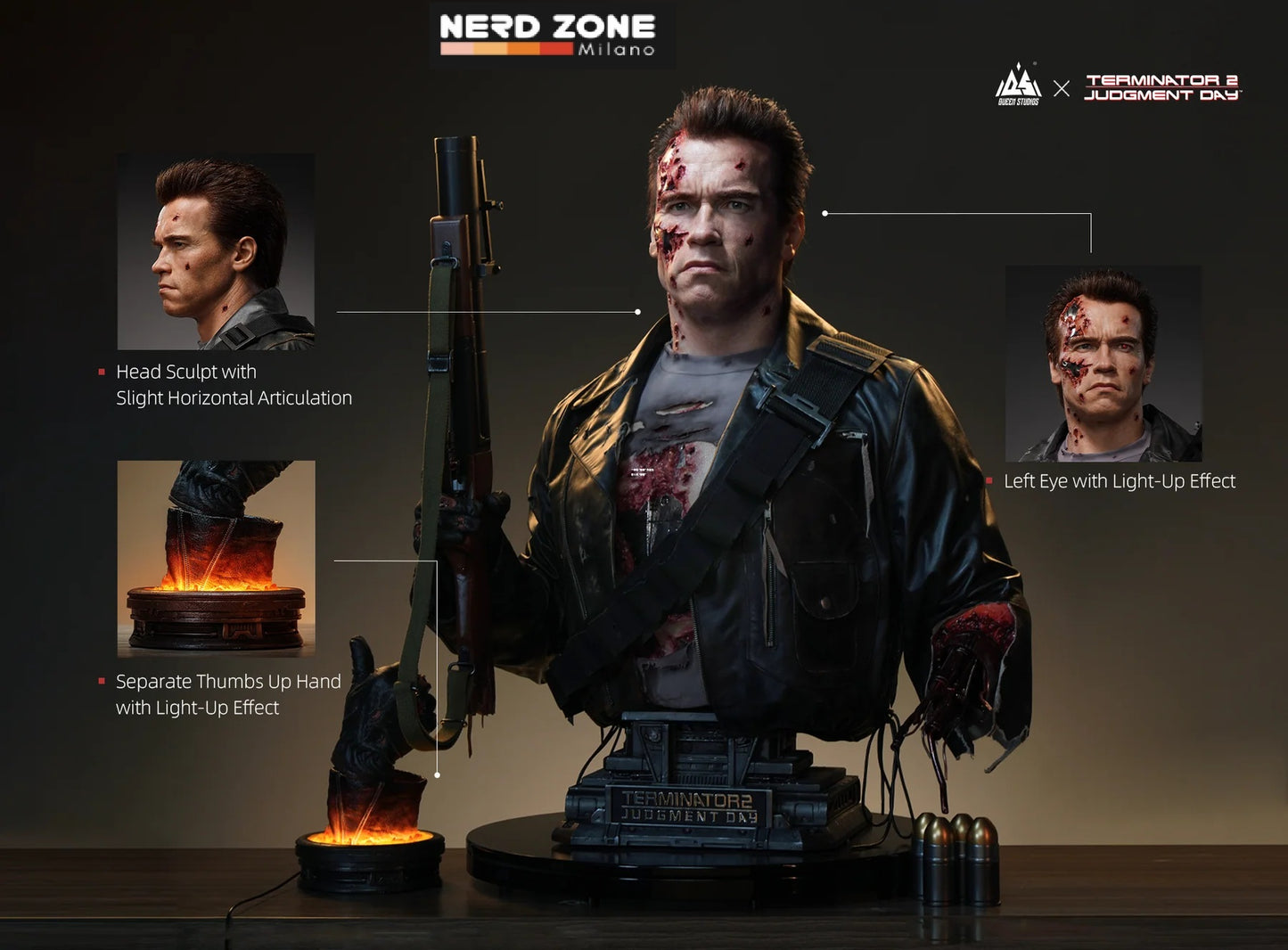 QUEEN STUDIOS - T-800 Battle Damaged (Mechanical) Life-Size Bust