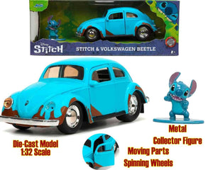 SIMBA TOYS - Lilo & Stitch - 1959 volkswagen beetle die-cast model + character 1:32 scale