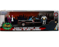 SIMBA TOYS - Batman 1966 - Batmobile With Batman, Robin, Joker &amp; The Penguin - 1:24 Die-cast Model Deluxe Edition