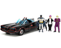 SIMBA TOYS - Batman 1966 - Batmobile With Batman, Robin, Joker &amp; The Penguin - 1:24 Die-cast Model Deluxe Edition