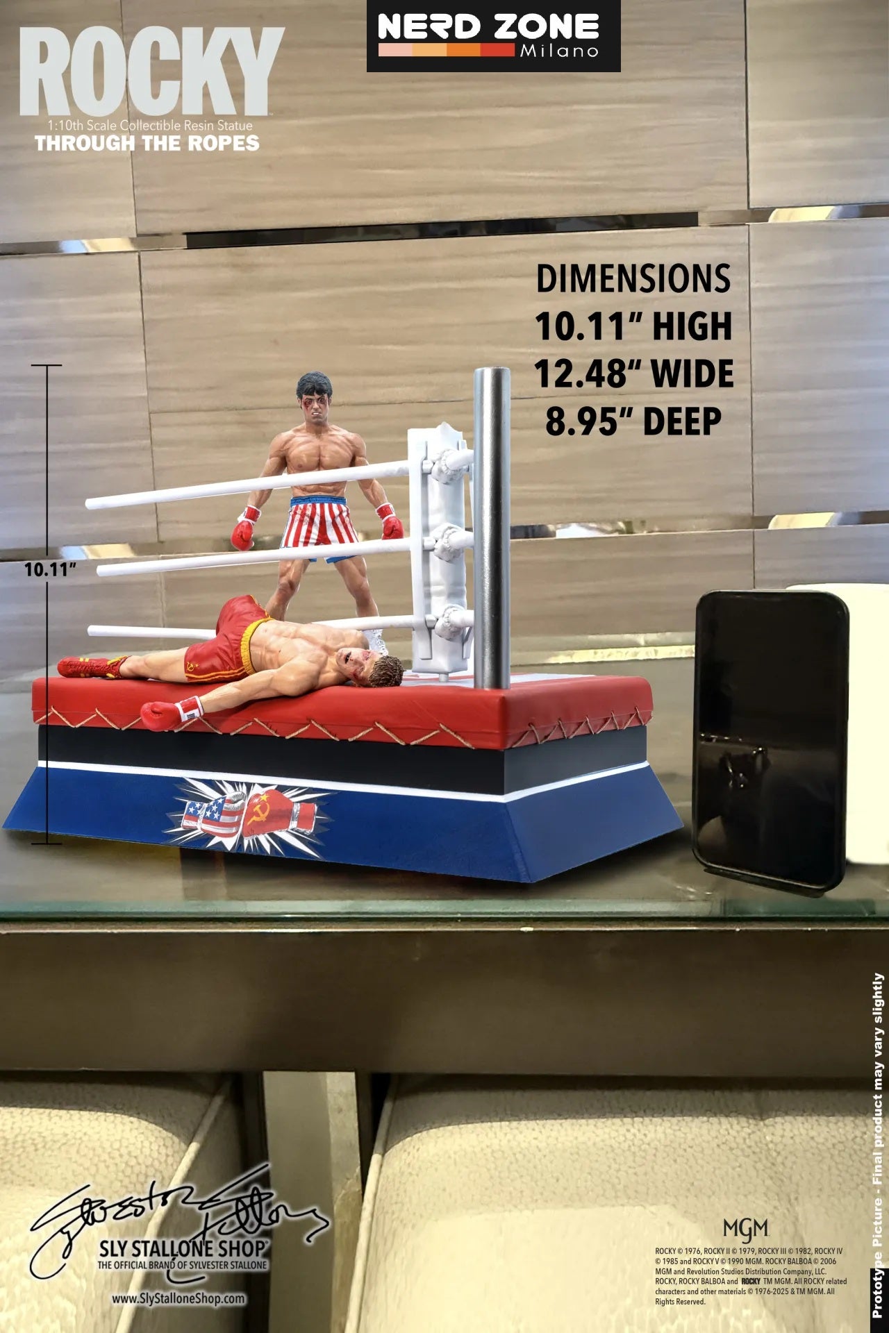 PRE ORDINE - SLY STALLONE SHOP - Rocky Over Drago Through The Ropes 1/10 Statue