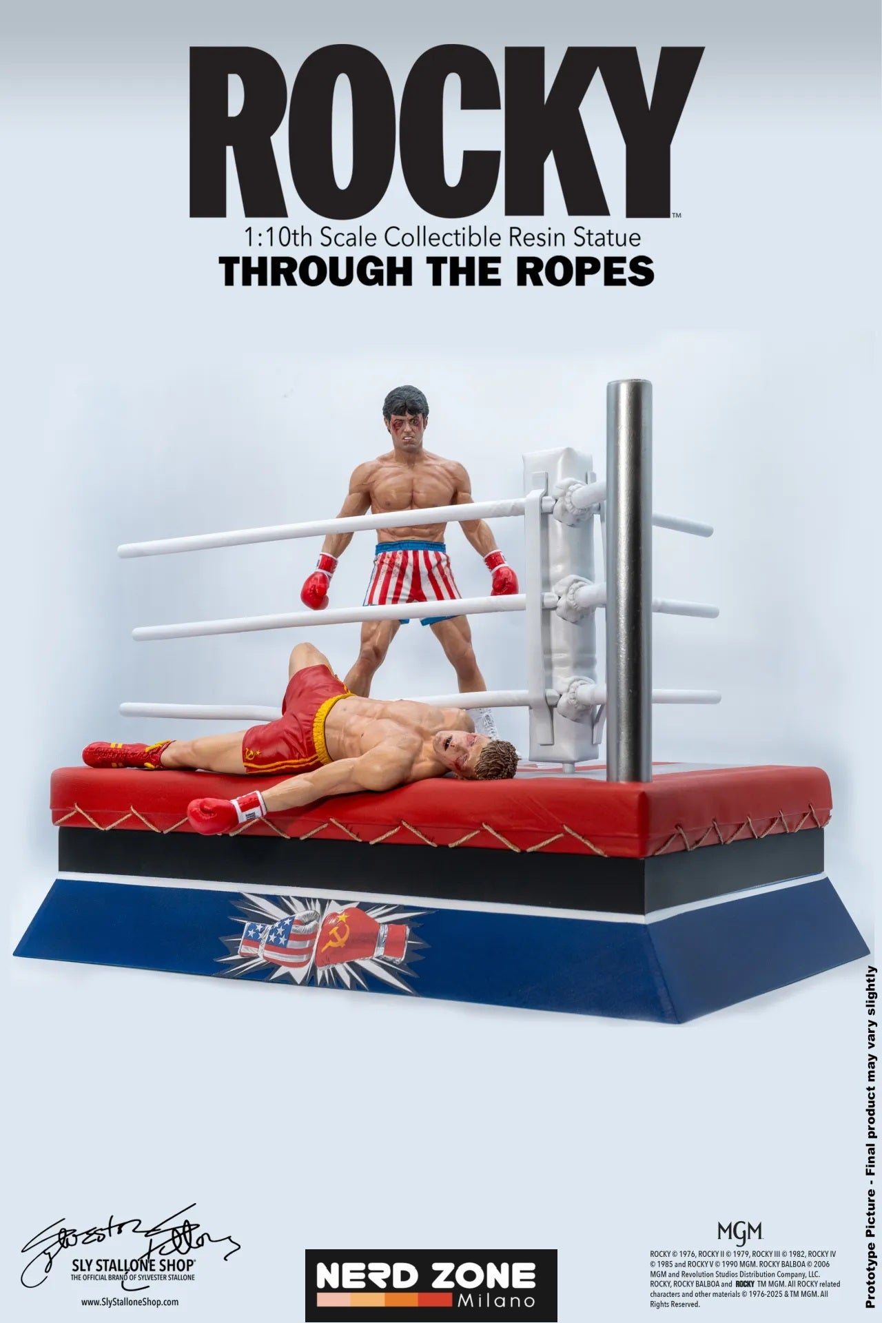 PRE ORDINE - SLY STALLONE SHOP - Rocky Over Drago Through The Ropes 1/10 Statue