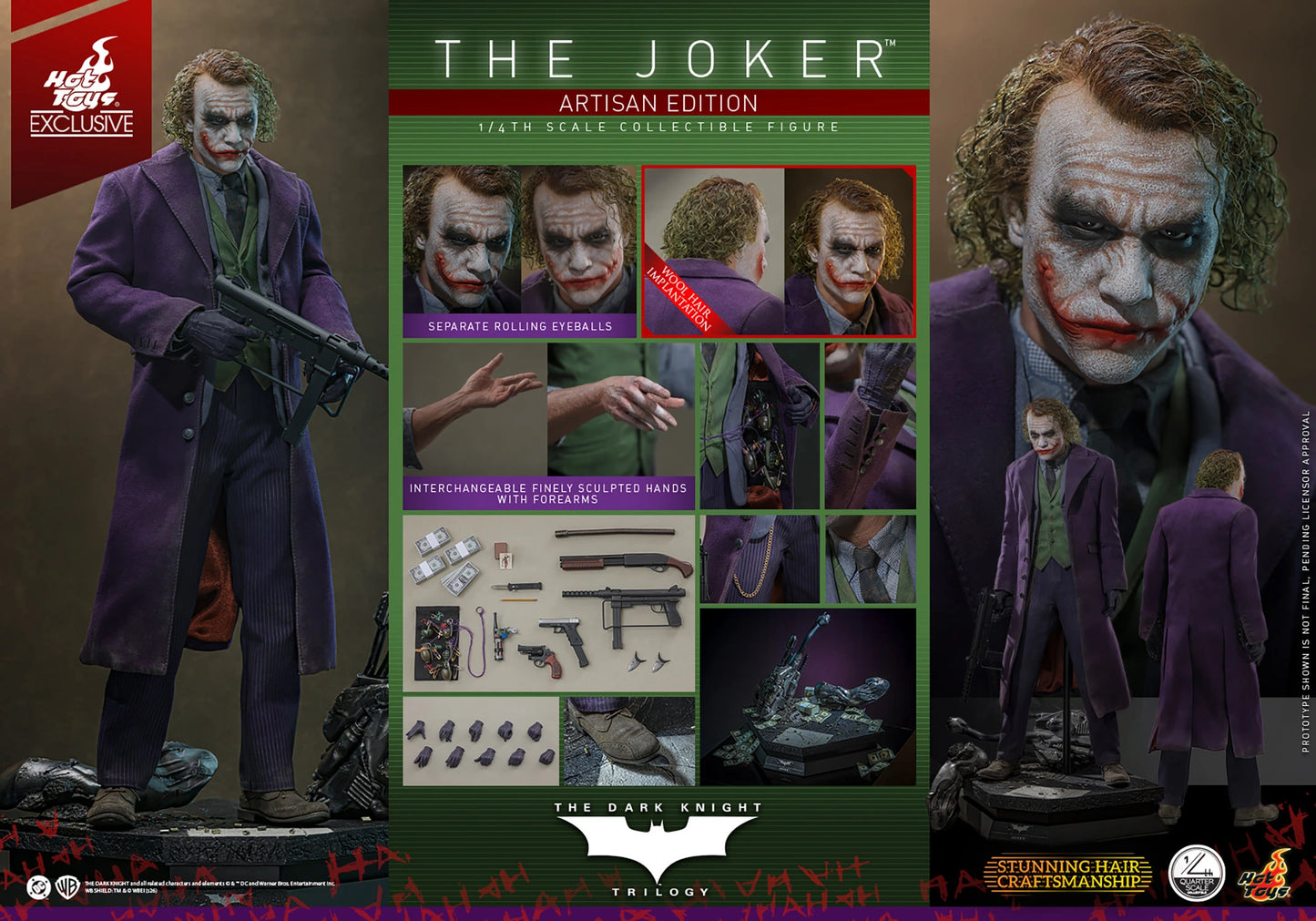 PREORDINE HOT TOYS - The Dark Knight 1/4 Action Figure The Joker (2.0) (Artisan Edition) heo exclusive 46 cm