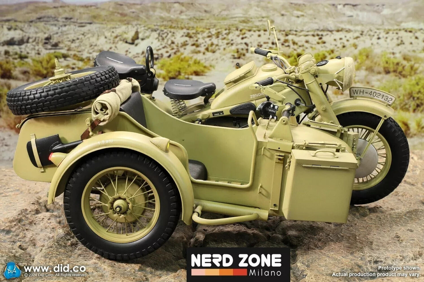 PRE ORDER DID / 3R - E60075Y 1/6 WWII German Zündapp KS 750 Motorcycle with Sidecar Sand Version