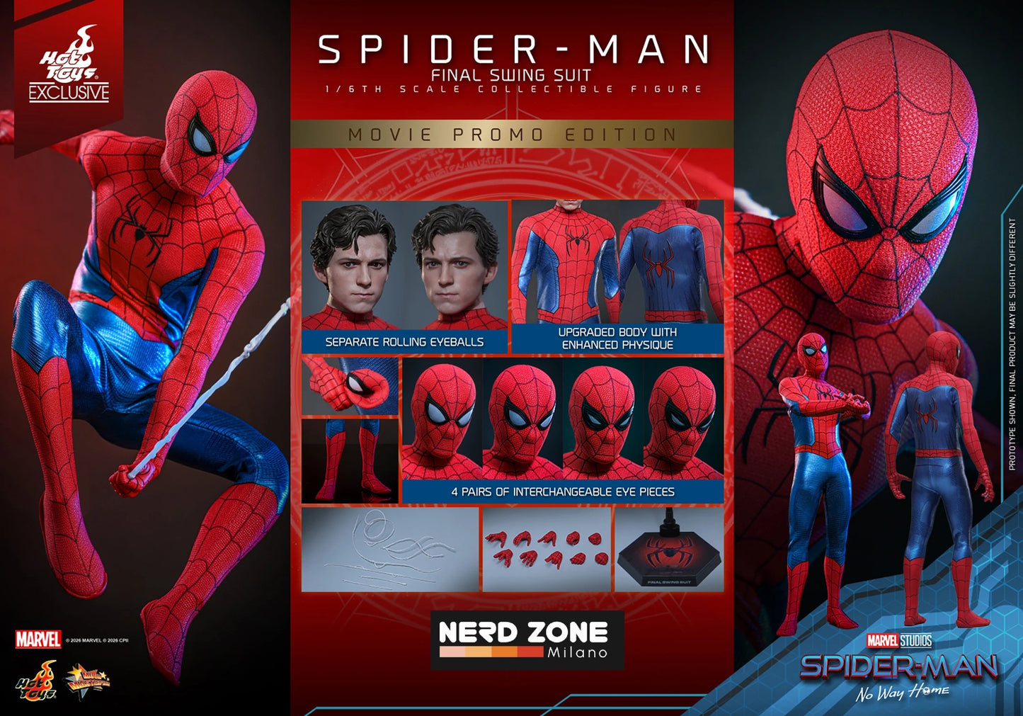 PRE ORDINE - HOT TOYS Spider-Man (Final Swing Suit) (Movie Promo Edition) Exclusive MMS862