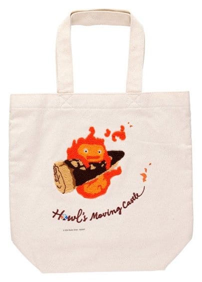 PRE ORDINE - Howl's Moving Castle Tote Bag Embroidery Canvas Calcifer in a hurry