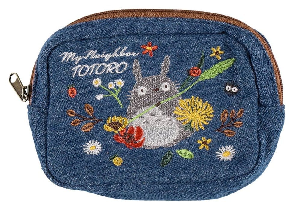 PRE ORDINE - My Neighbor Totoro Denim Pouch Totoro & flower wreath