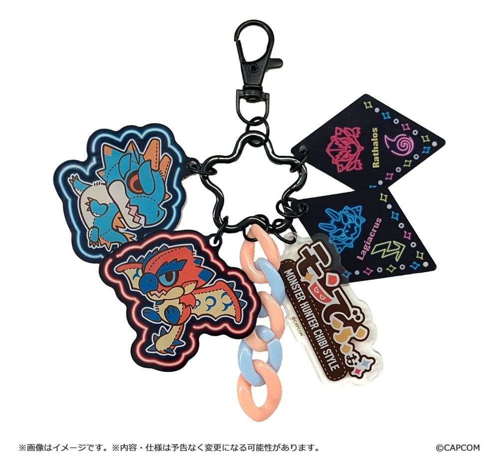 PRE ORDINE - Monster Hunter Chibi Style Acrylic Keychain Multi Charm: Rathalos & Lagiacrus