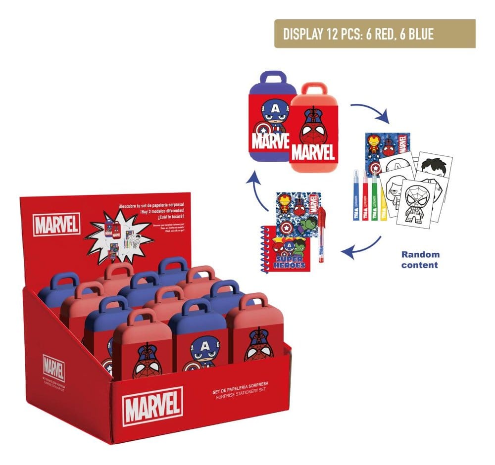 PRE ORDINE - Marvel Stationery Set Spider-Man & Captain America Blind Box Display (12)