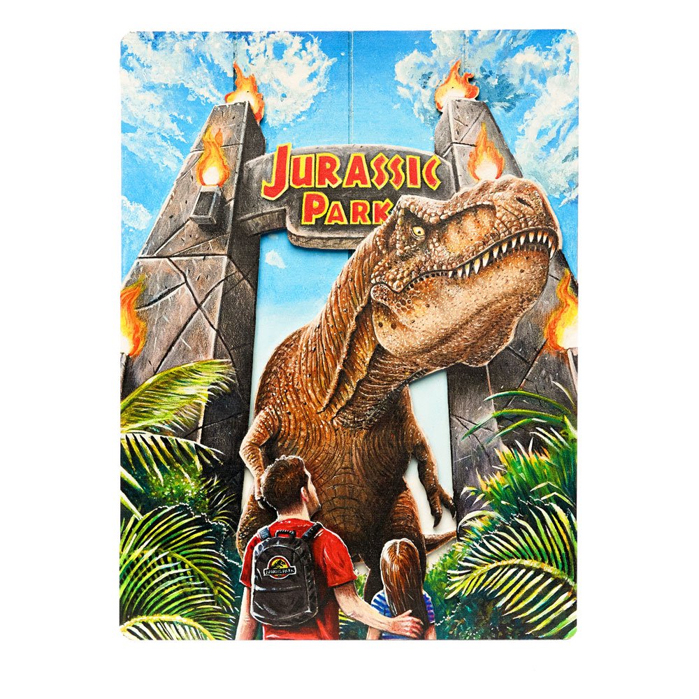PRE ORDINE - Jurassic Park WoodArts 3D Wooden Wall Art Rex Attack 30 x 40 cm
