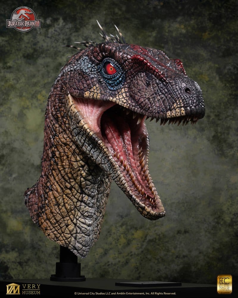 PRE ORDINE - Jurassic Park III Life Size Bust Male Alpha Velociraptor "Blood Knight" 83 cm