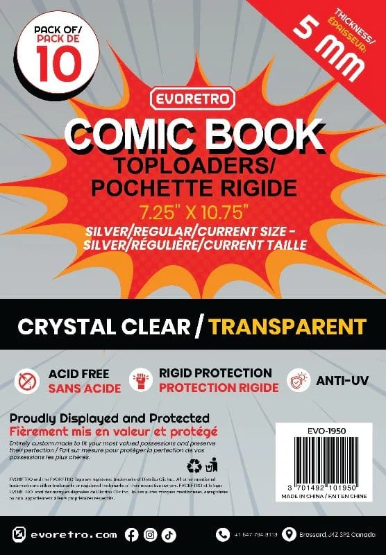 PRE ORDINE - Evoretro Comics Topload Holder 10-Pack Silver