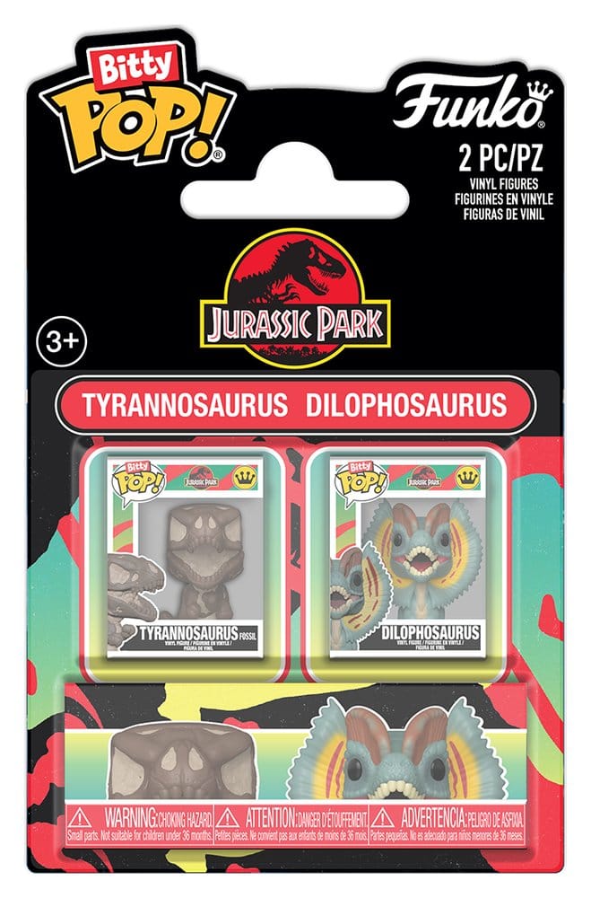 PRE ORDINE - Jurassic Park Bitty POP! Vinyl Figure 2-Pack Tyrannosaurus Fossil & Dilophosaurus 2 cm