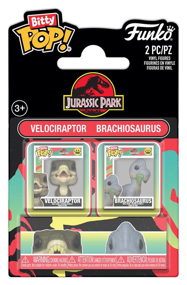 PRE ORDINE - Jurassic Park Bitty POP! Vinyl Figure 2-Pack Velociraptor & Brachiosaurus 2 cm