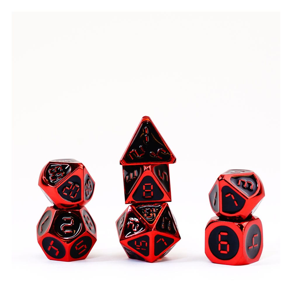 PRE ORDINE - FanRoll  Dice Set Red with Black Enamel (7)