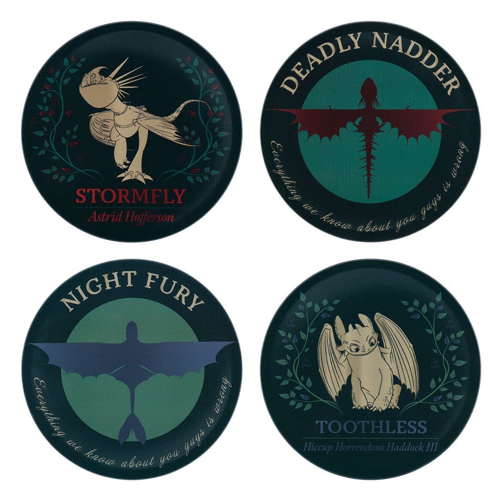 PRE ORDINE - How to Train Your Dragon Coaster 4-Pack Dragon Printed Metal
