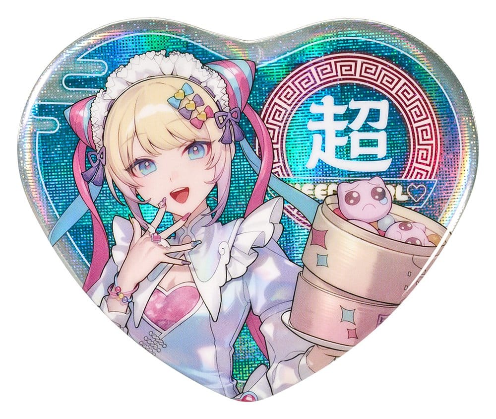 PRE ORDINE - Needy Streamer Overload Needy Streamer Chinese Restaurant Series Heart-Shaped Pinback Button OMGkawaiiAngel 7 x 6 cm