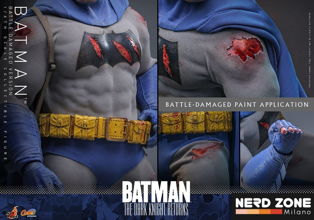 PRE ORDINE HOT TOYS - Batman: The Dark Knight Returns Comic Masterpiece Action Figure 1/6 Batman (Battle Damaged Version) 32 cm