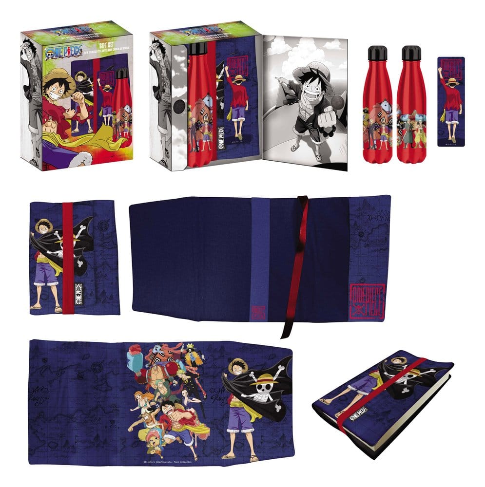 PRE ORDINE - One Piece Steel Bottle, Sticker, Book Cover Gift Set Blue