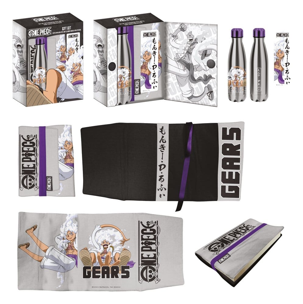 PRE ORDINE - One Piece Steel Bottle, Sticker, Book Cover Gift Set Gears