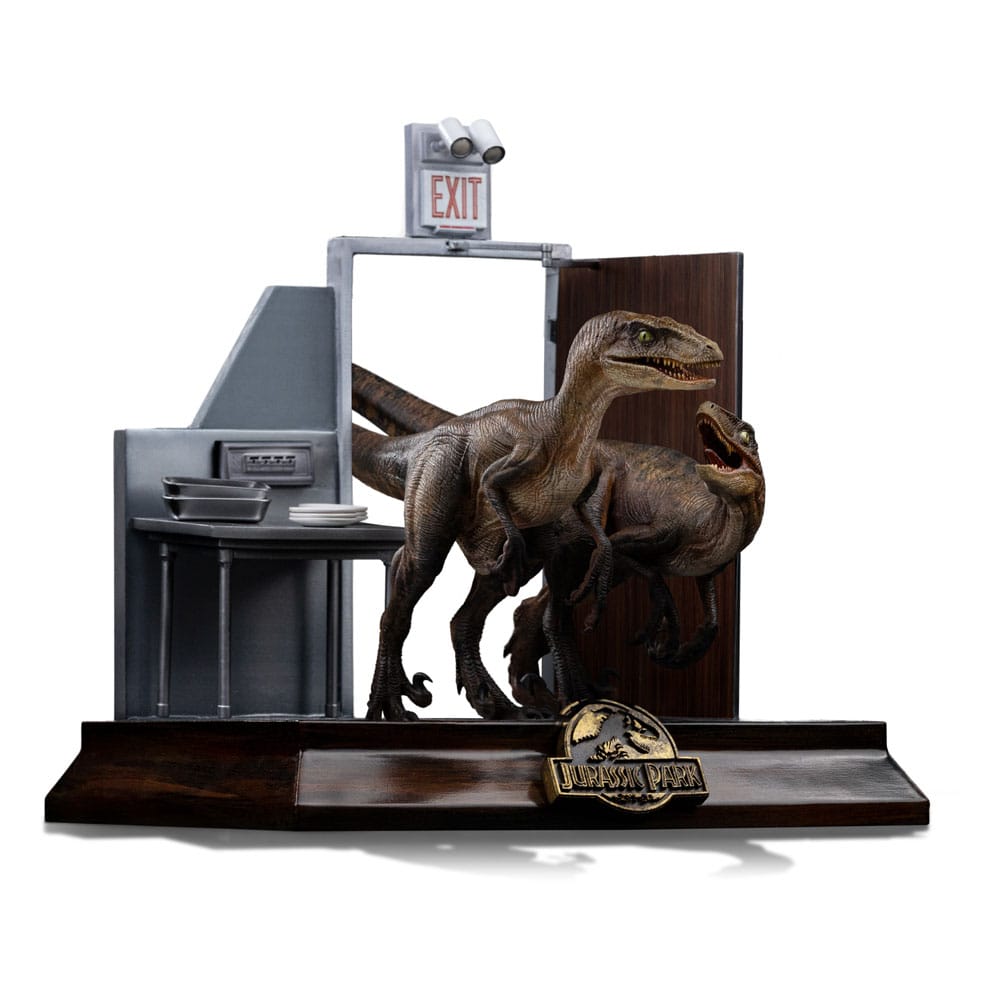 PRE ORDINE - Jurassic Park Art Scale Statue 1/10 Raptors at the Kitchen's Door 28 cm