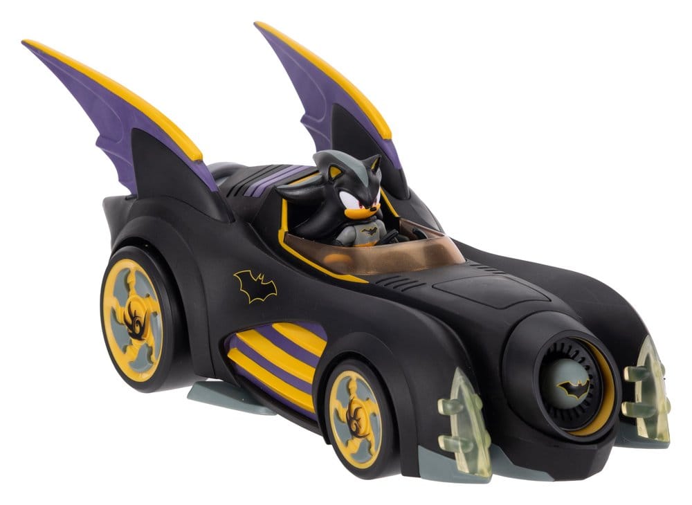 PRE ORDINE - DC x Sonic - The Hedgehog Action Figure with Vehicle Shadow Batman & Batmobile 6 cm