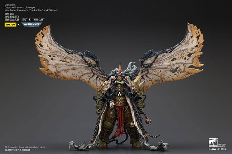 PRE ORDINE - Warhammer 40k Action Figure 1/18 Mortarion Daemon Primarch of Nurgle with Ancient weapons The Lantern and Silence 21 cm