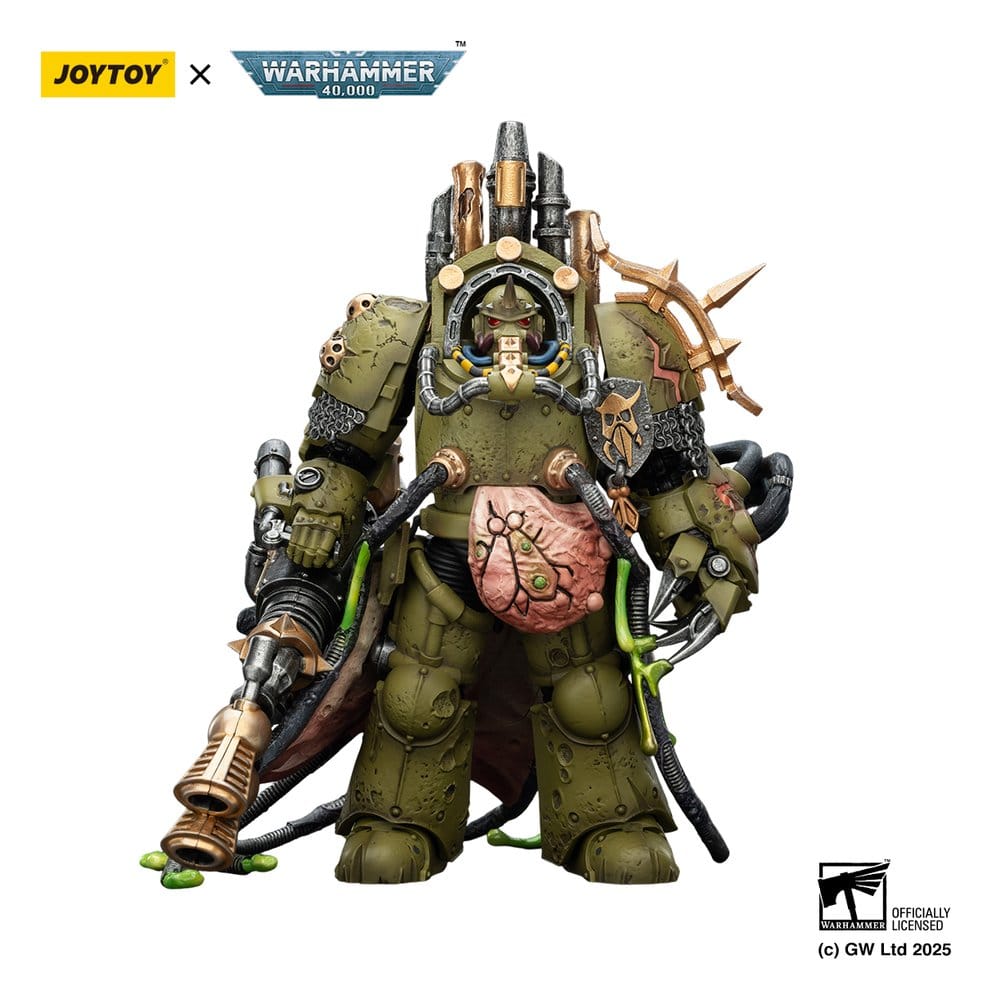 PRE ORDINE - Warhammer 40,000 Action Figure Death Guard Lord of Virulence with Power Fist and Twin Plague Spewer 14 cm