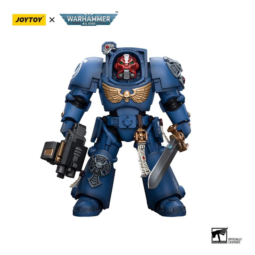 PRE ORDINE - Warhammer 40k Action Figure 1/18 Ultramarines Terminator Squad Sergeant with Power Sword and Teleport Homer 12 cm