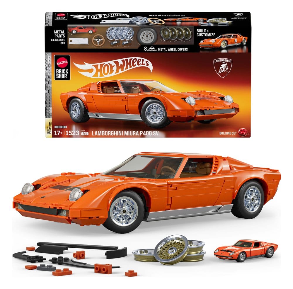 PRE ORDINE - Hot Wheels Premium Mattel Brick Shop Building Set 1/12 Lamborghini Miura P400 SV