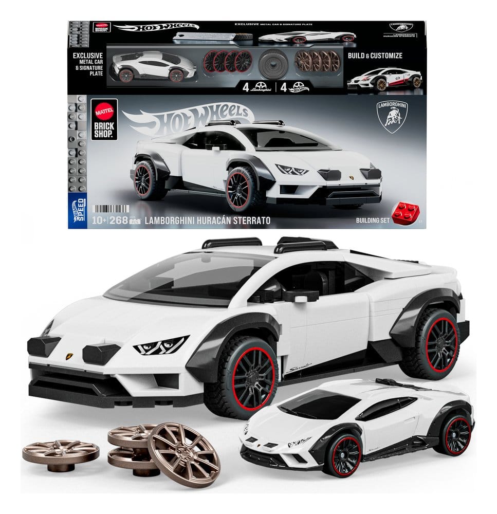 PRE ORDINE - Hot Wheels Speed Mattel Brick Shop Building Set 1/32 Lamborghini Huracán Sterrato